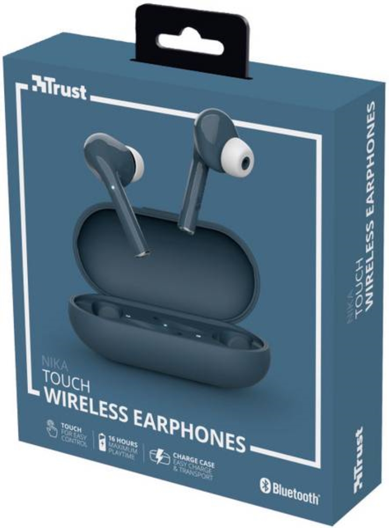 TRUST CUFFIE TRUST NIKA TOUCH BLUETOOTH EARPHONE BLUE